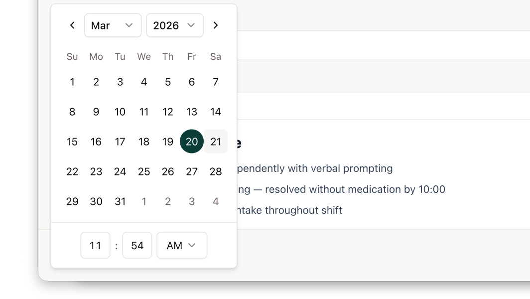 **Date and time fields are now combined into a single picker** for faster data entry — no need for second-level precision.